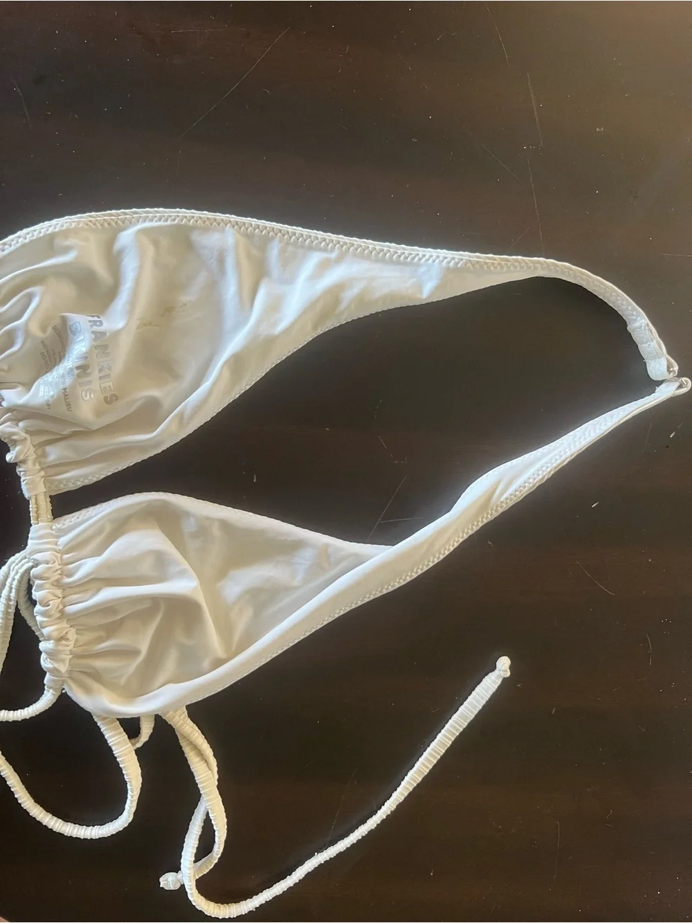 Frankie's Bikinis Cream Ribbed Halter Triangle Top